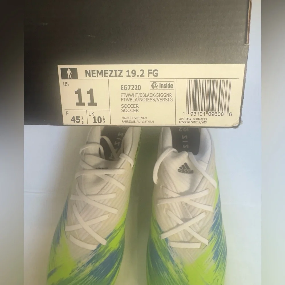 New! Adidas Nemeziz 19.2 Cleats – White & Lime Green Athletic Shoes (Men’s 11)